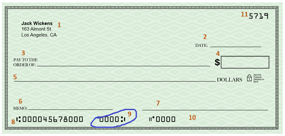 check structure - checking account number
