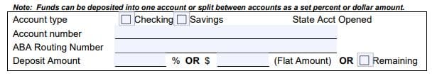 Bank of Americadirect deposit form enter bank account details