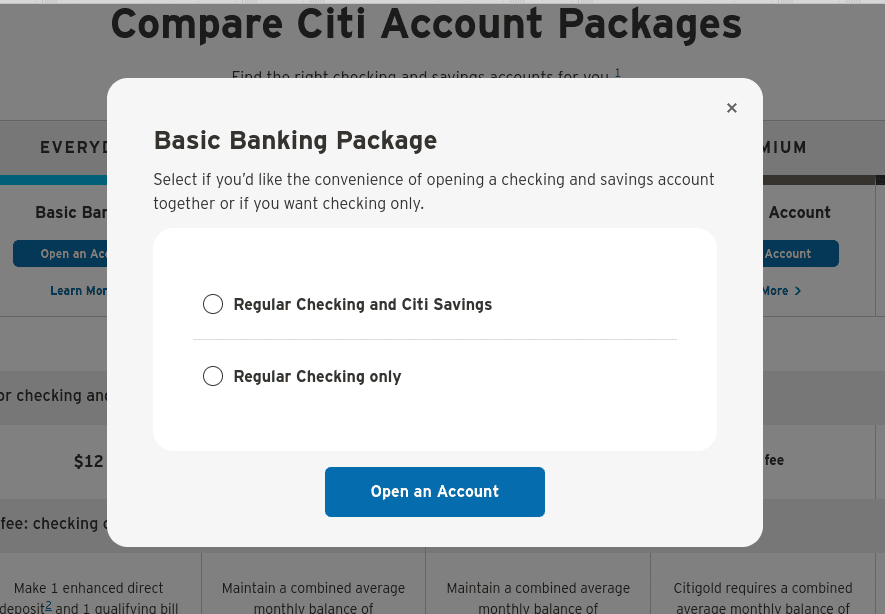 choose citi account