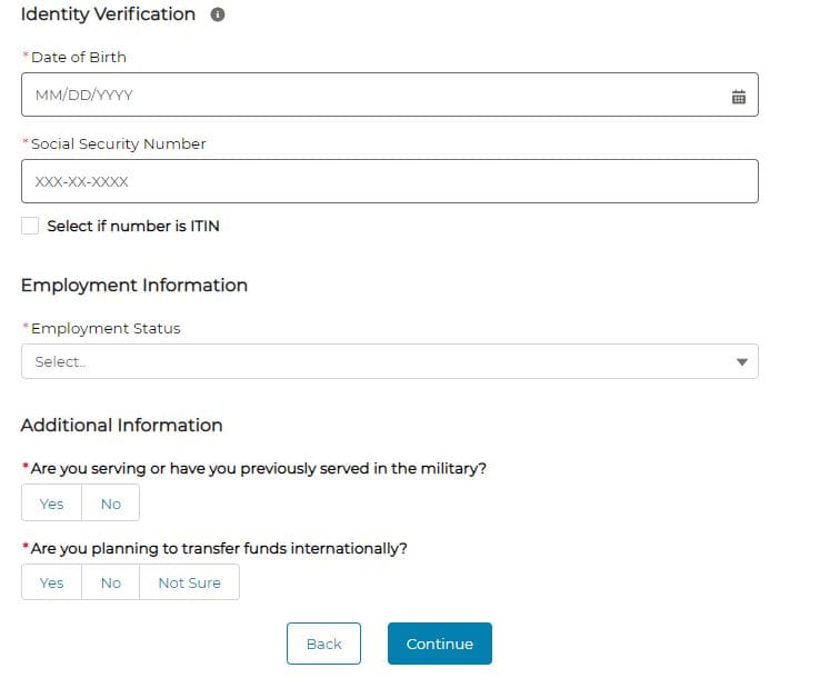 enter your personal details when opening penfed account