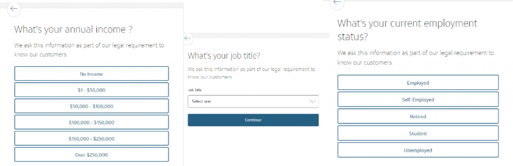 add income job and emplyment status