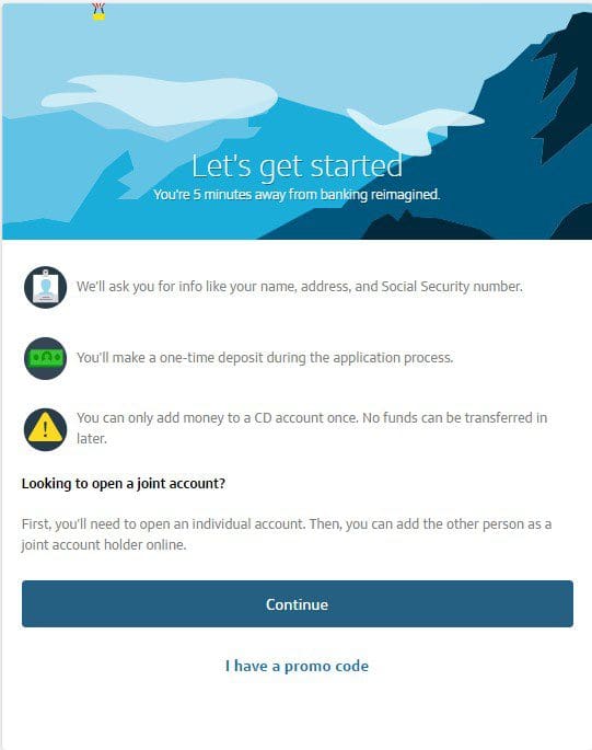 Capital one CD start application