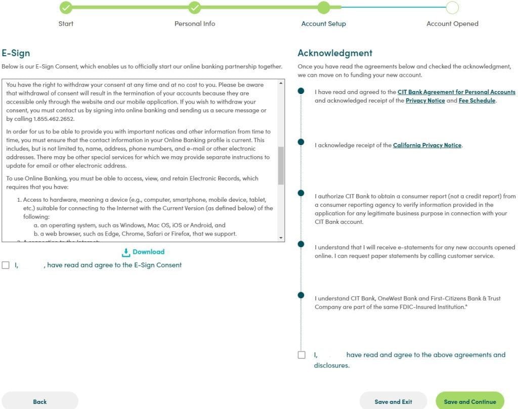 Cit Bank CDs application Disclosure And Agreement