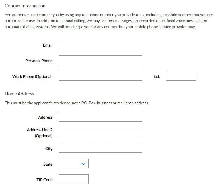 add contact info Ally CD application