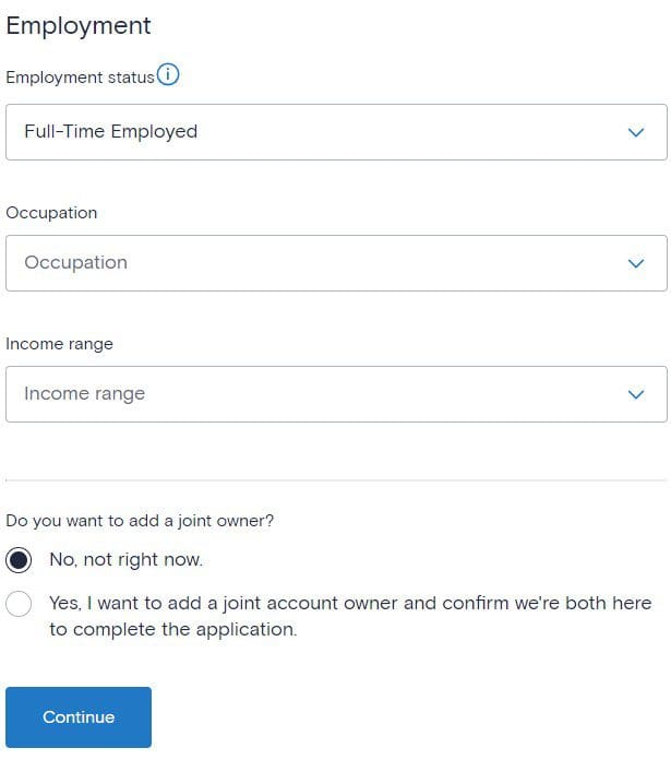 employment status Marcus savings application