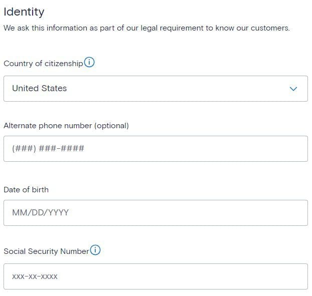 personal details Marcus savings application