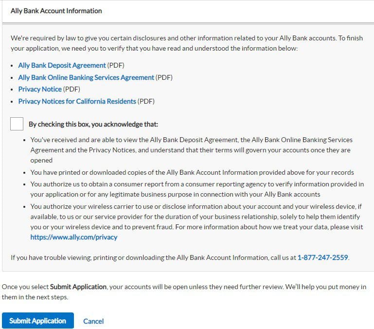 terms and conditions Ally savings