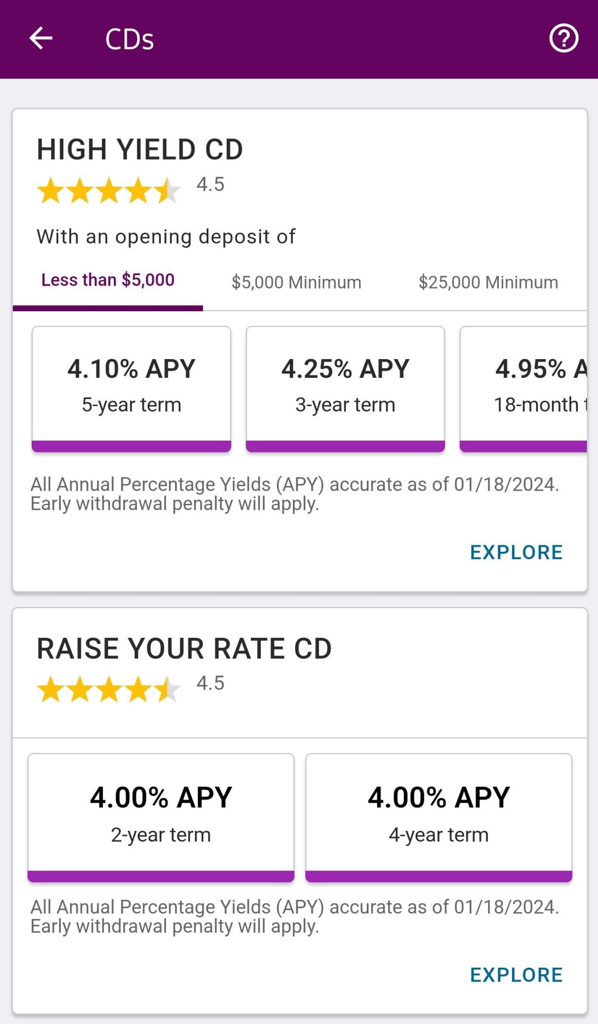 Ally deposit to CD on app