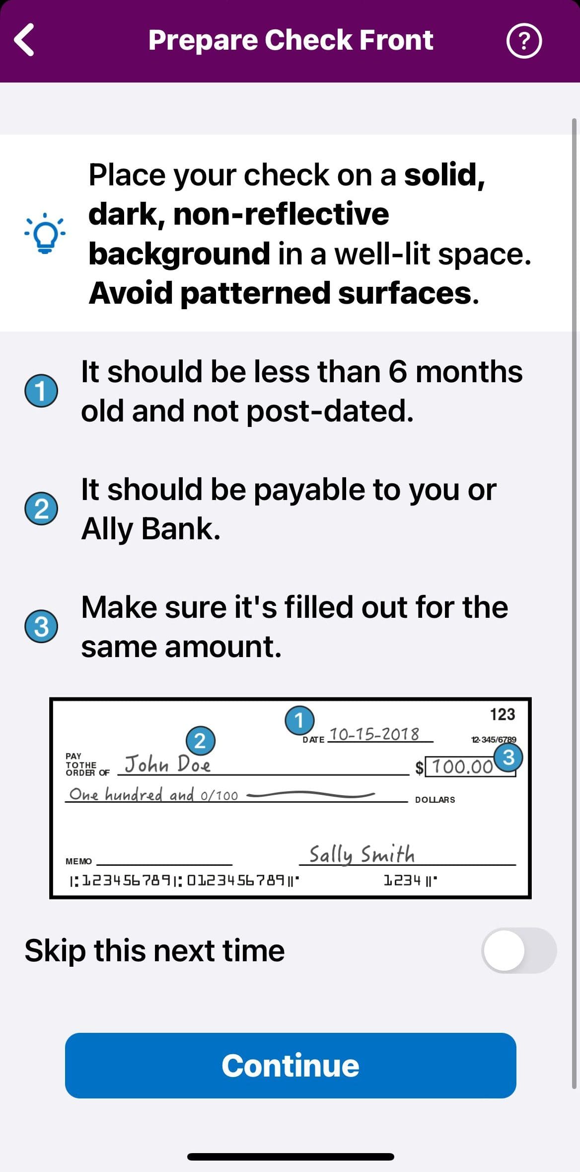 Ally mobile check deposit