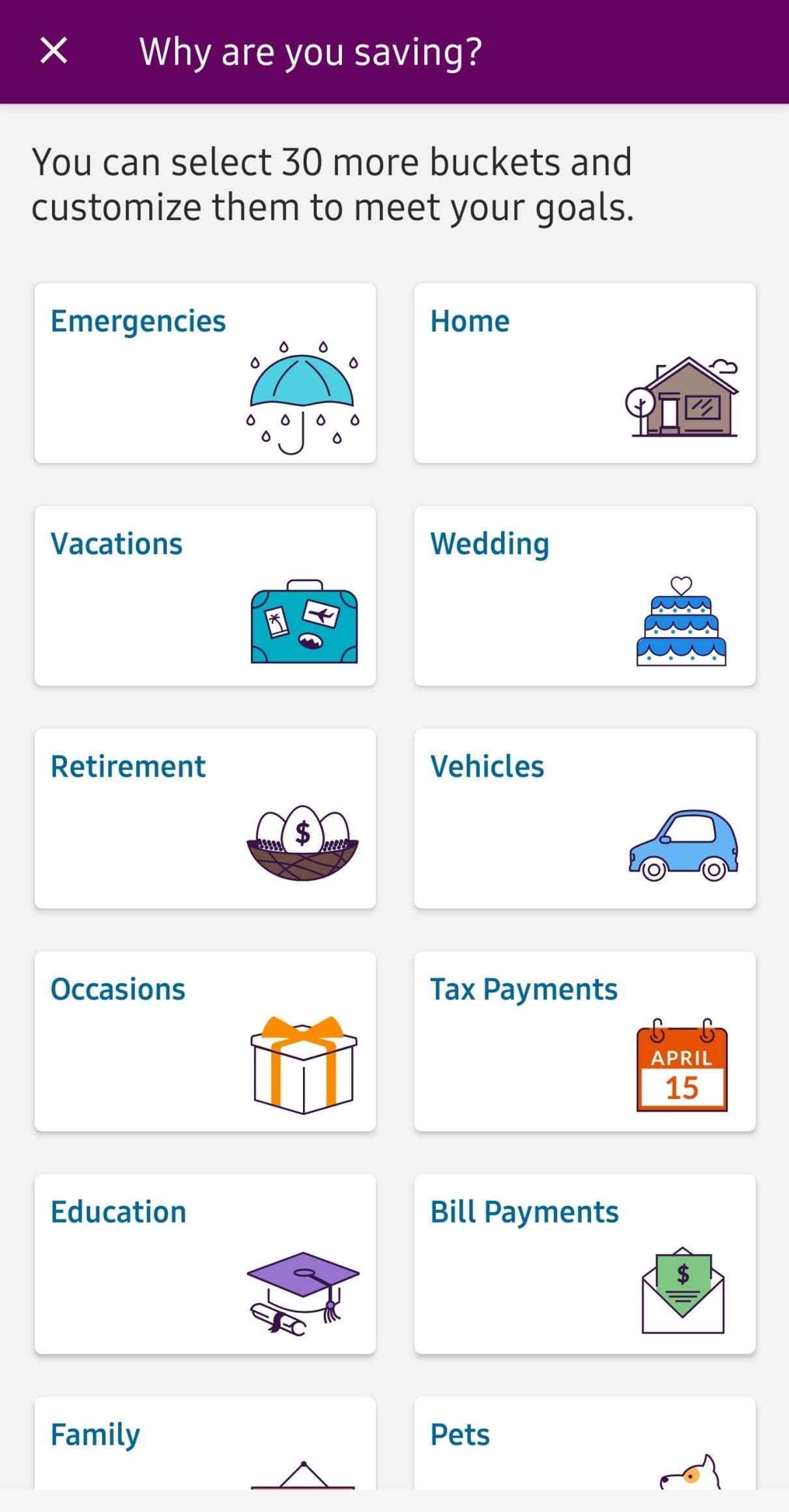 Ally savings select buckets example
