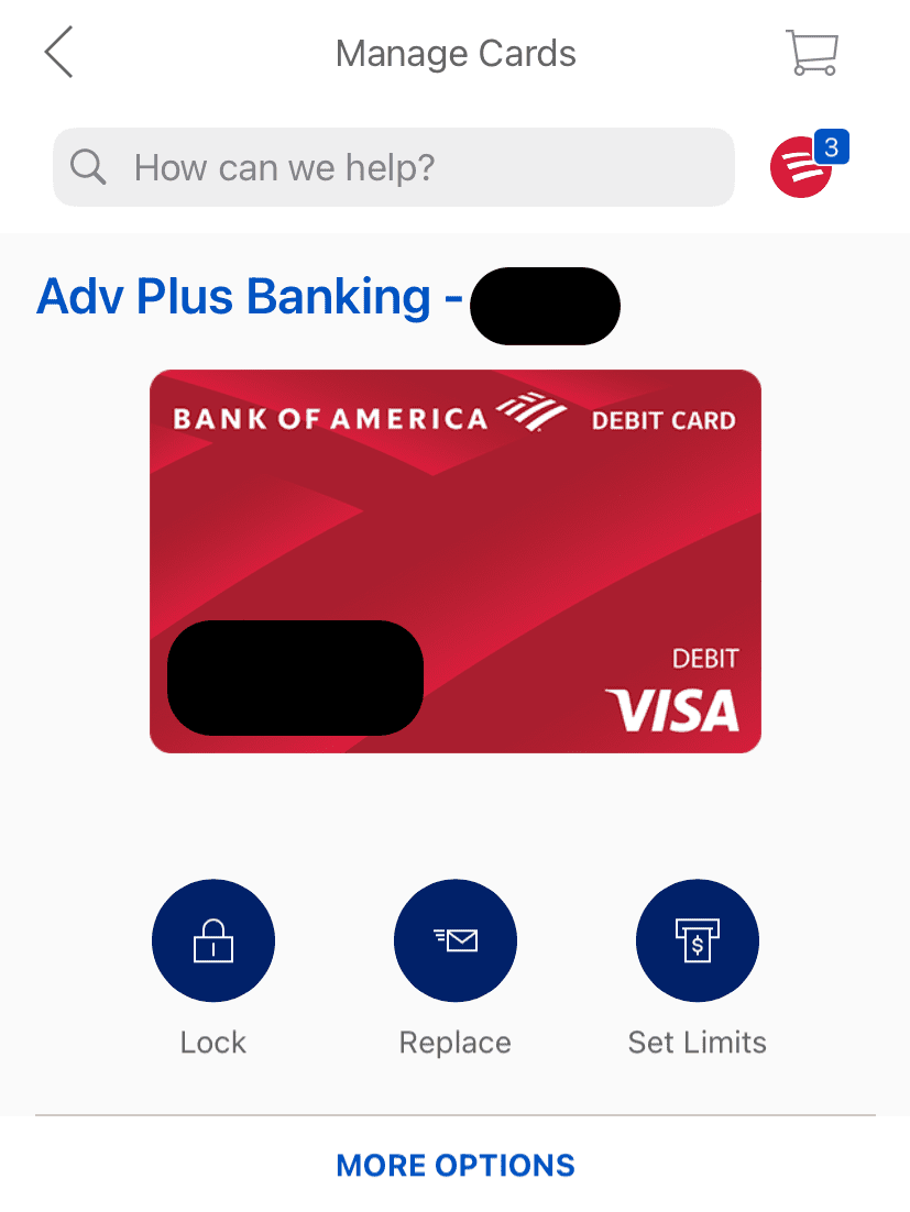 BofA Manage debit Card