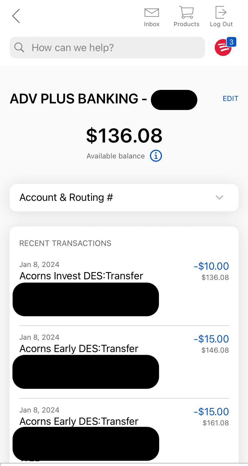 BofA Advantage Plus Checking Transactions
