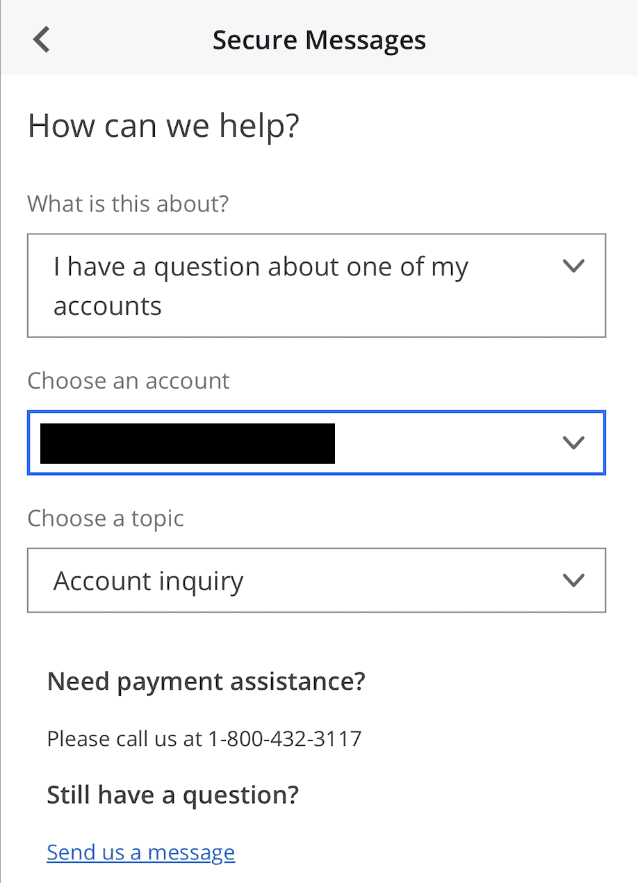 Chase support on app