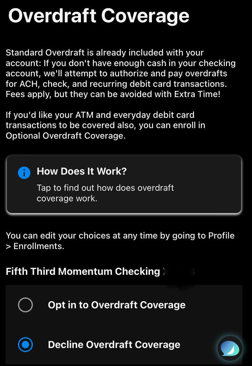 OVERDRAFT COVERAGE