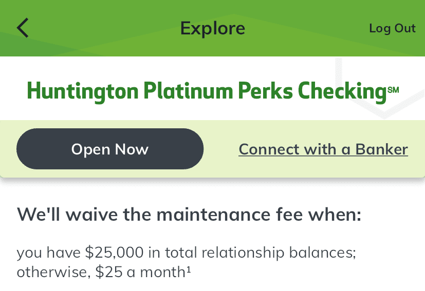 Platinum Checking Huntington Bank