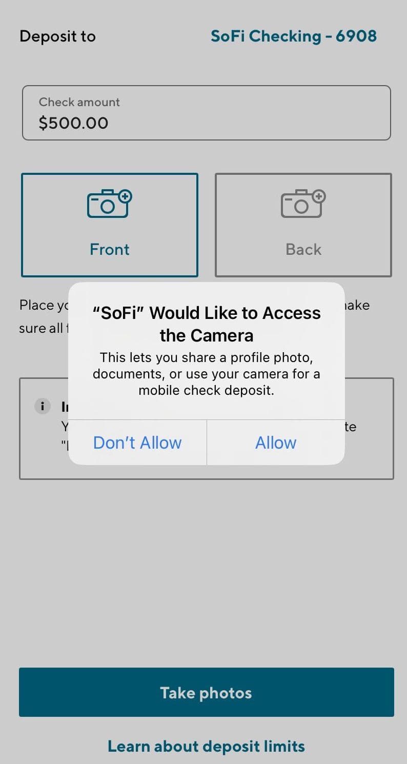 SoFi Deposit Check
