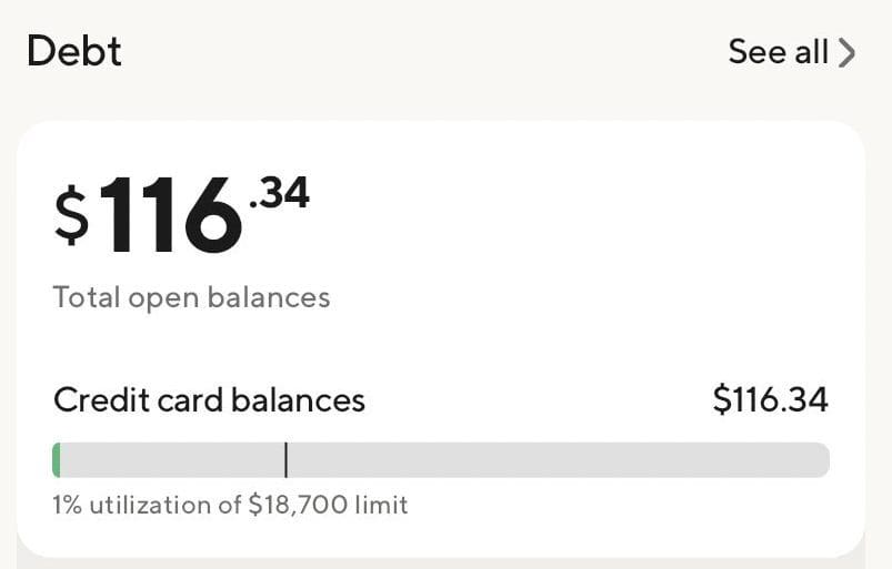 SoFi credit card balance
