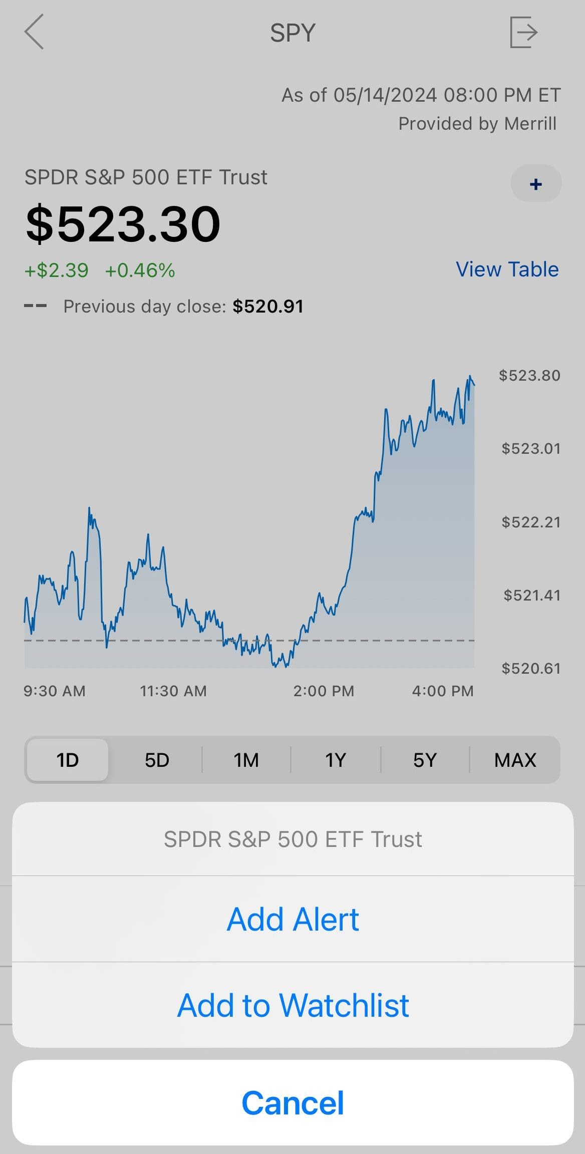 Merrill Edge add stock to watchlist