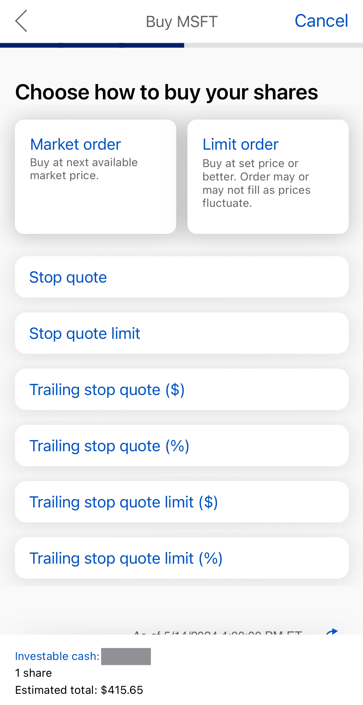 Merrill Edge order options