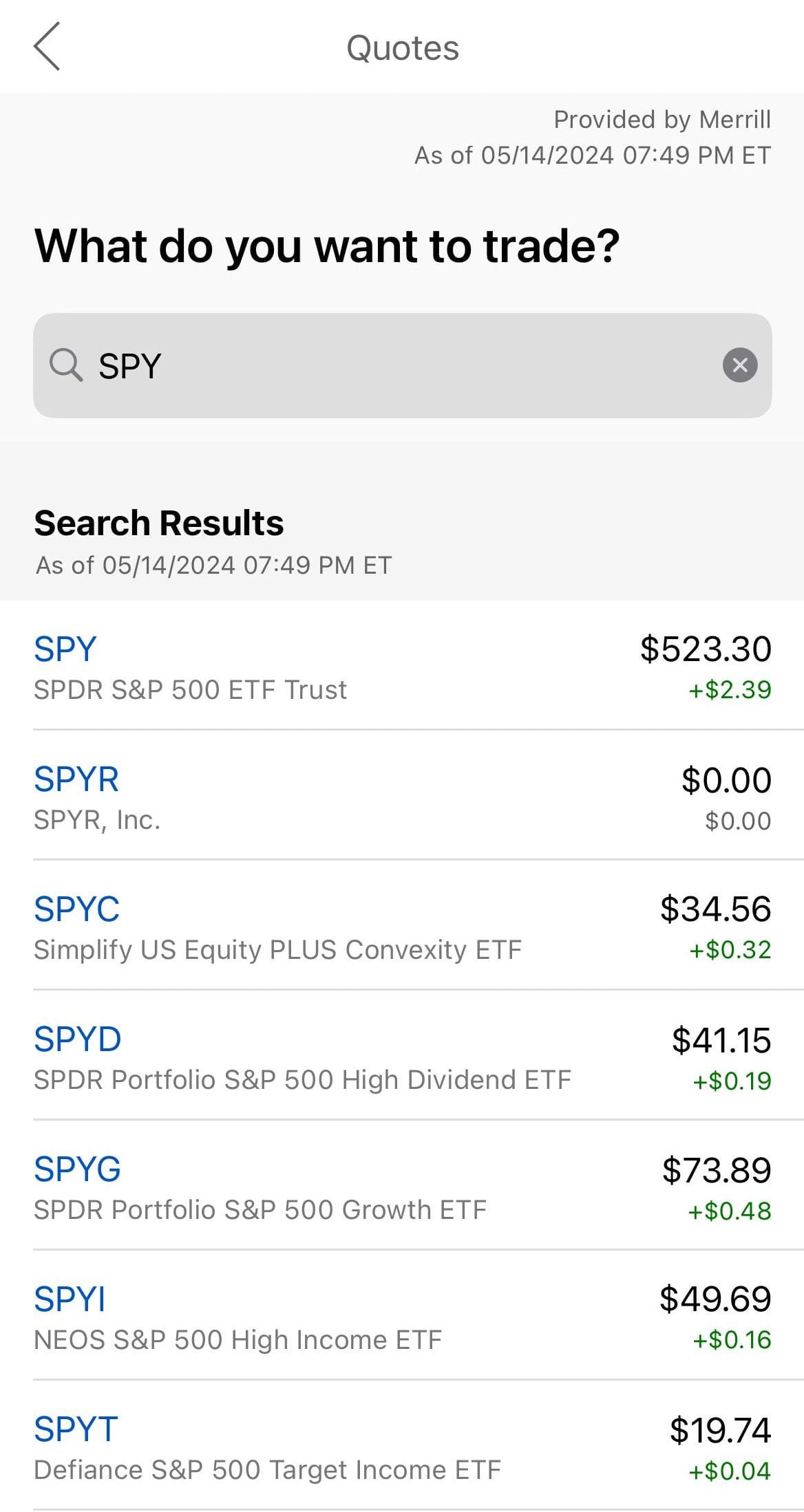 Merrill Edge stock and etf SCREENER